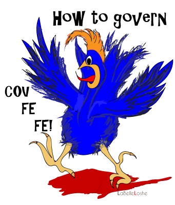 a large mad blue bird