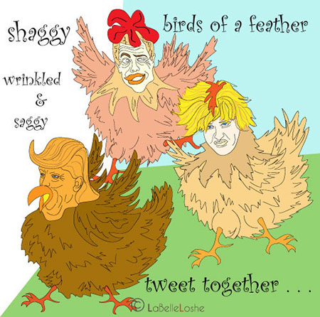 drawing of politicians as old chickens