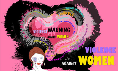 graphic design of a women crying, buised, abused